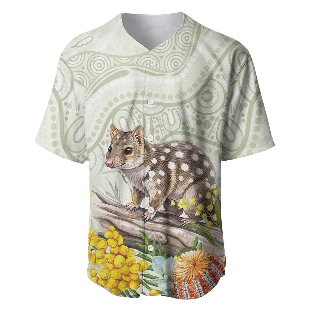 Eastern Quoll Australia Baseball Jersey Watercolor National Flowers Indigenous Art - Aussie Hoodie
