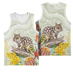 Eastern Quoll Australia Basketball Jersey Watercolor National Flowers Indigenous Art - Aussie Hoodie