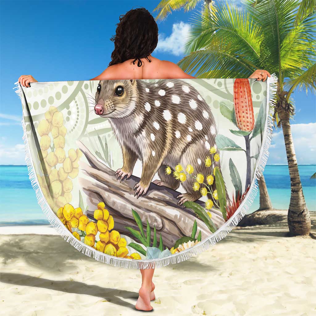 Eastern Quoll Australia Beach Blanket Watercolor National Flowers Indigenous Art - Aussie Hoodie