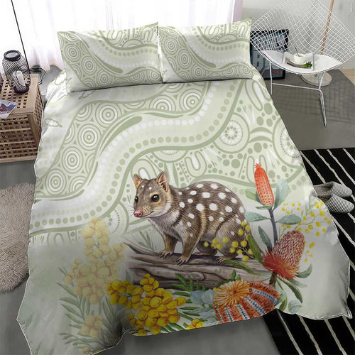 Eastern Quoll Australia Bedding Set Watercolor National Flowers Indigenous Art - Aussie Hoodie