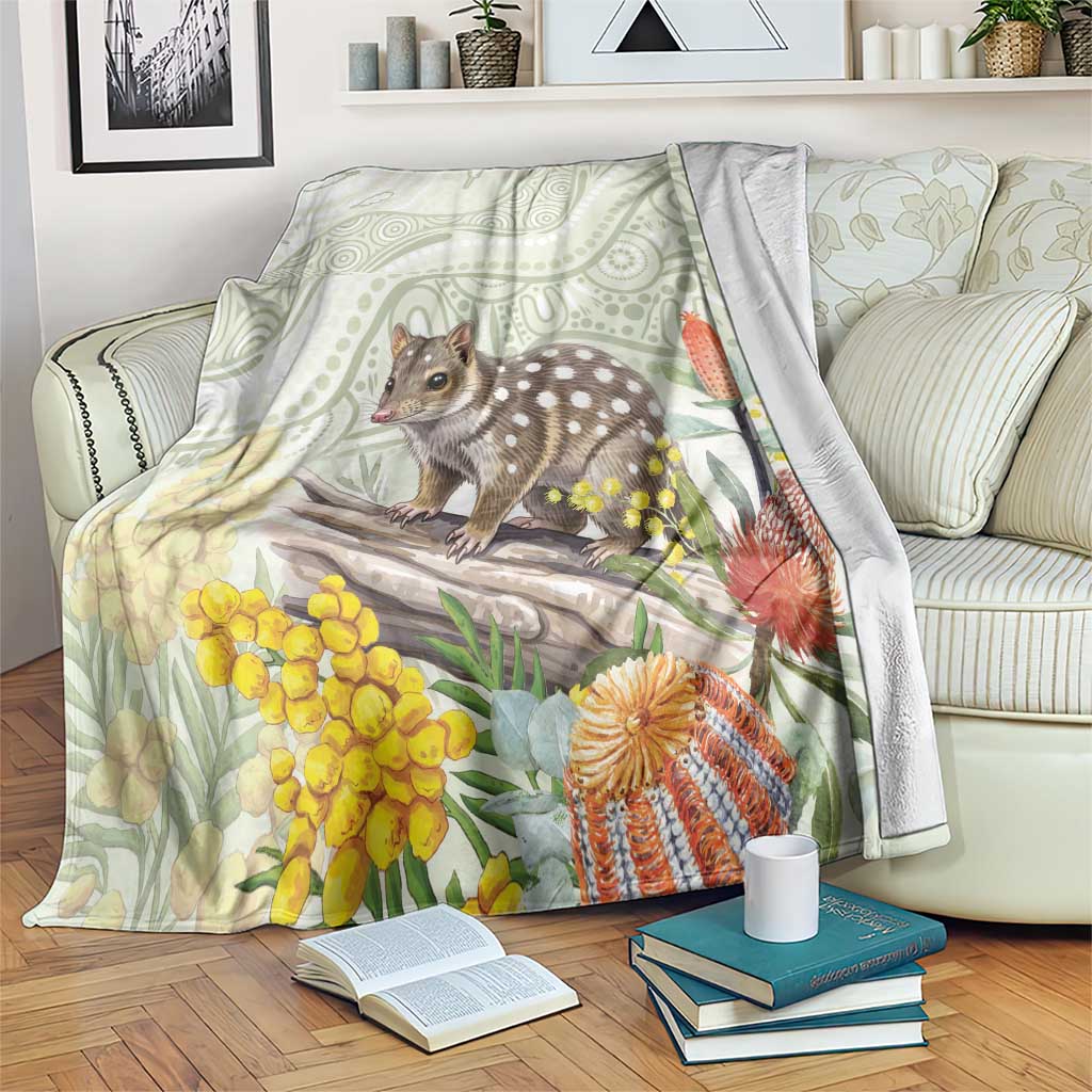 Eastern Quoll Australia Blanket Watercolor National Flowers Indigenous Art - Aussie Hoodie