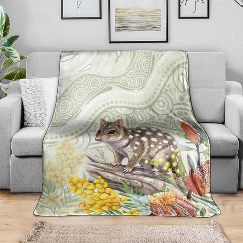 Eastern Quoll Australia Blanket Watercolor National Flowers Indigenous Art - Aussie Hoodie