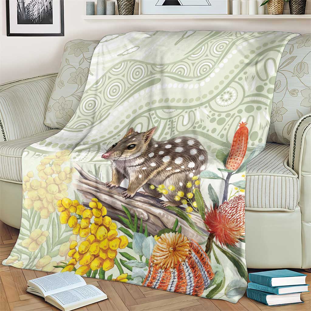 Eastern Quoll Australia Blanket Watercolor National Flowers Indigenous Art - Aussie Hoodie