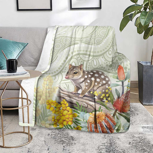 Eastern Quoll Australia Blanket Watercolor National Flowers Indigenous Art - Aussie Hoodie