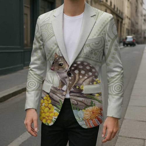 Eastern Quoll Australia Blazer Watercolor National Flowers Indigenous Art - Aussie Hoodie