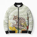 Eastern Quoll Australia Bomber Puffer Jacket Watercolor National Flowers Indigenous Art - Aussie Hoodie