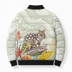 Eastern Quoll Australia Bomber Puffer Jacket Watercolor National Flowers Indigenous Art - Aussie Hoodie