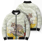 Eastern Quoll Australia Bomber Puffer Jacket Watercolor National Flowers Indigenous Art - Aussie Hoodie