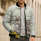 Eastern Quoll Australia Bomber Puffer Jacket Watercolor National Flowers Indigenous Art - Aussie Hoodie