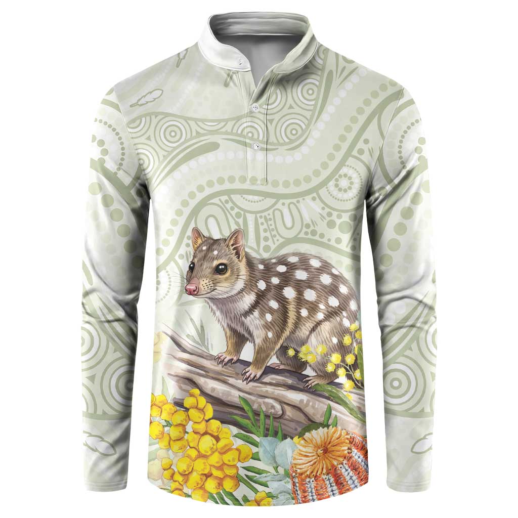 Eastern Quoll Australia Button Sweatshirt Watercolor National Flowers Indigenous Art - Aussie Hoodie