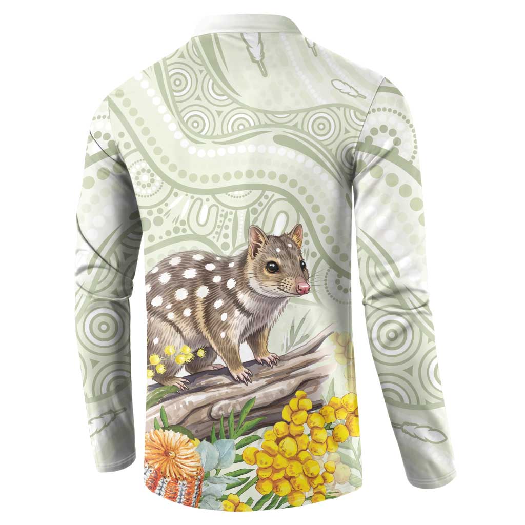 Eastern Quoll Australia Button Sweatshirt Watercolor National Flowers Indigenous Art - Aussie Hoodie