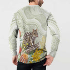 Eastern Quoll Australia Button Sweatshirt Watercolor National Flowers Indigenous Art - Aussie Hoodie