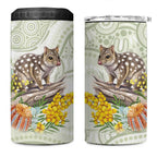 Eastern Quoll Australia 4 in 1 Can Cooler Tumbler Watercolor National Flowers Indigenous Art - Aussie Hoodie