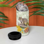 Eastern Quoll Australia 4 in 1 Can Cooler Tumbler Watercolor National Flowers Indigenous Art - Aussie Hoodie