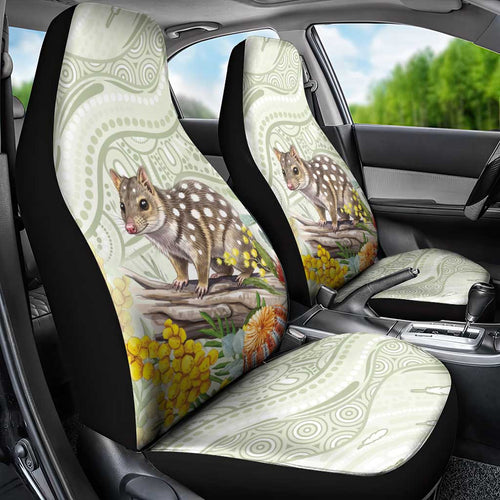 Eastern Quoll Australia Car Seat Cover Watercolor National Flowers Indigenous Art - Aussie Hoodie