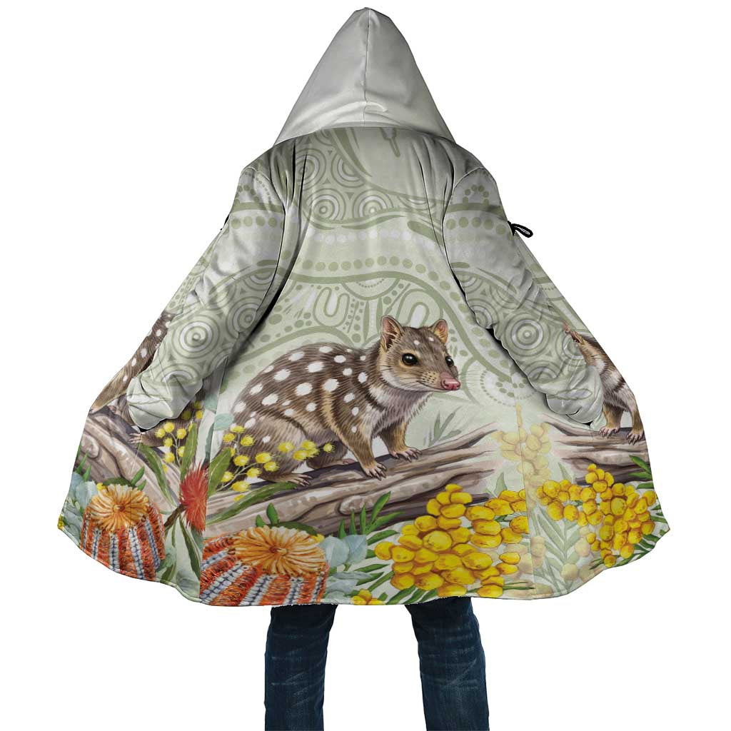 Eastern Quoll Australia Cloak Watercolor National Flowers Indigenous Art - Aussie Hoodie