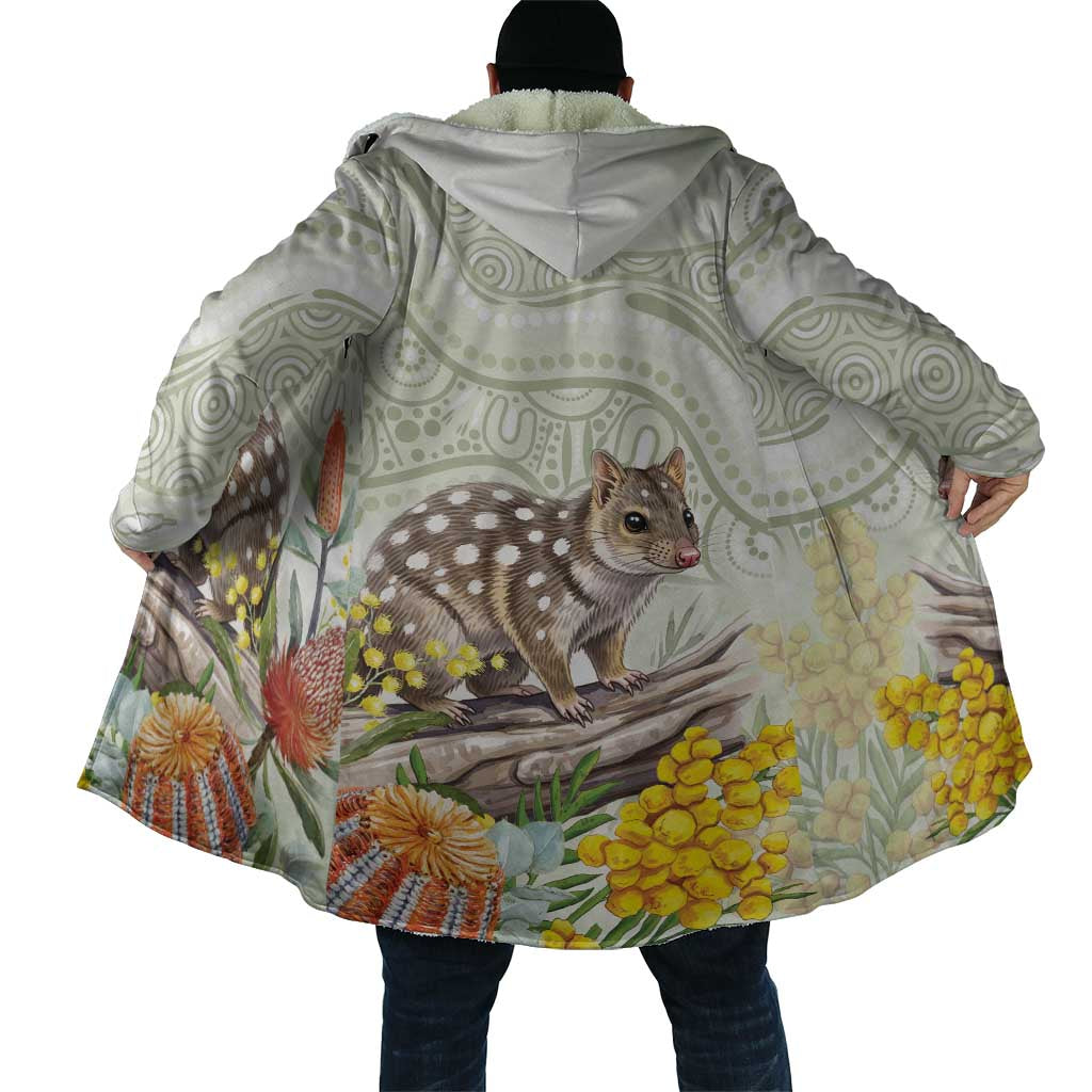 Eastern Quoll Australia Cloak Watercolor National Flowers Indigenous Art - Aussie Hoodie