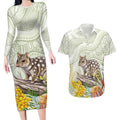 Eastern Quoll Australia Couples Matching Long Sleeve Bodycon Dress and Hawaiian Shirt Watercolor National Flowers Indigenous Art - Aussie Hoodie