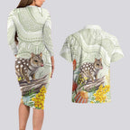 Eastern Quoll Australia Couples Matching Long Sleeve Bodycon Dress and Hawaiian Shirt Watercolor National Flowers Indigenous Art - Aussie Hoodie