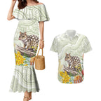 Eastern Quoll Australia Couples Matching Mermaid Dress and Hawaiian Shirt Watercolor National Flowers Indigenous Art - Aussie Hoodie