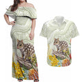 Eastern Quoll Australia Couples Matching Off Shoulder Maxi Dress and Hawaiian Shirt Watercolor National Flowers Indigenous Art - Aussie Hoodie