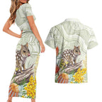 Eastern Quoll Australia Couples Matching Short Sleeve Bodycon Dress and Hawaiian Shirt Watercolor National Flowers Indigenous Art - Aussie Hoodie