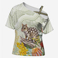 Eastern Quoll Australia Cross Shoulder Shirt Watercolor National Flowers Indigenous Art - Aussie Hoodie