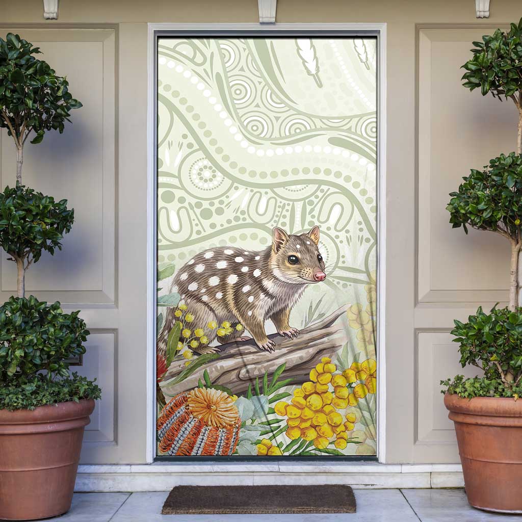 Eastern Quoll Australia Door Cover Watercolor National Flowers Indigenous Art - Aussie Hoodie