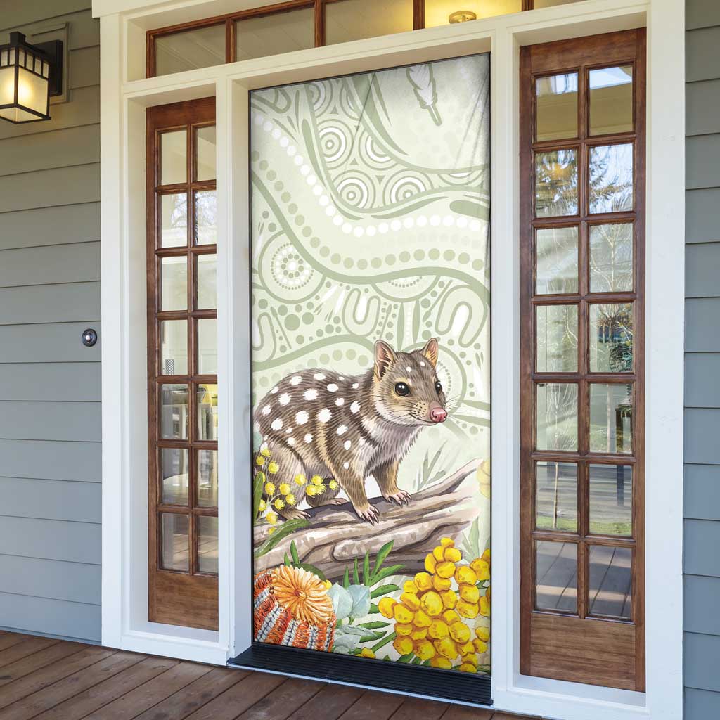 Eastern Quoll Australia Door Cover Watercolor National Flowers Indigenous Art - Aussie Hoodie