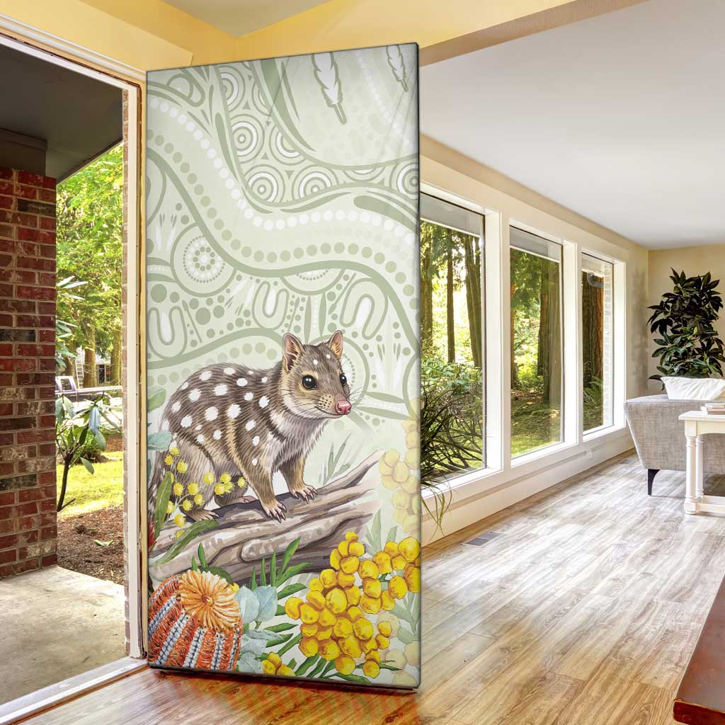 Eastern Quoll Australia Door Cover Watercolor National Flowers Indigenous Art - Aussie Hoodie