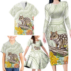 Eastern Quoll Australia Family Matching Long Sleeve Bodycon Dress and Hawaiian Shirt Watercolor National Flowers Indigenous Art - Aussie Hoodie