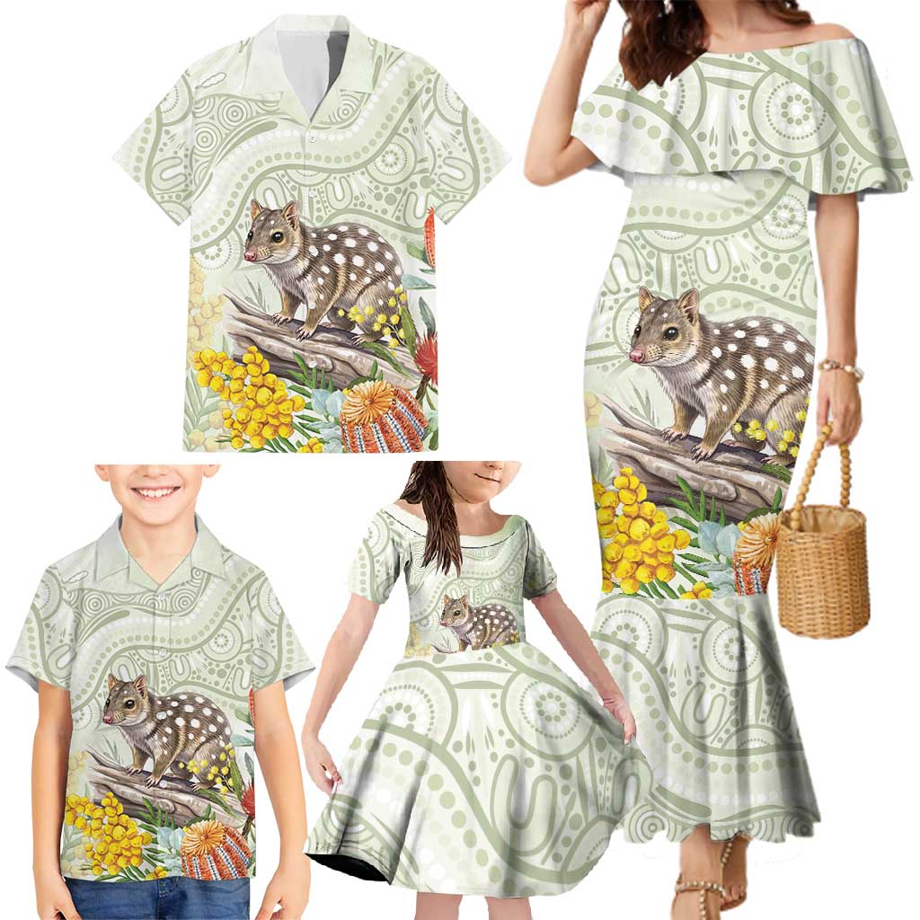 Eastern Quoll Australia Family Matching Mermaid Dress and Hawaiian Shirt Watercolor National Flowers Indigenous Art - Aussie Hoodie