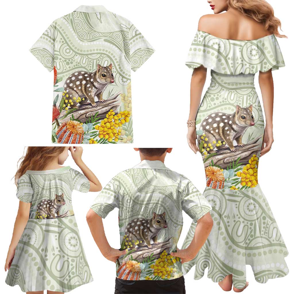 Eastern Quoll Australia Family Matching Mermaid Dress and Hawaiian Shirt Watercolor National Flowers Indigenous Art - Aussie Hoodie