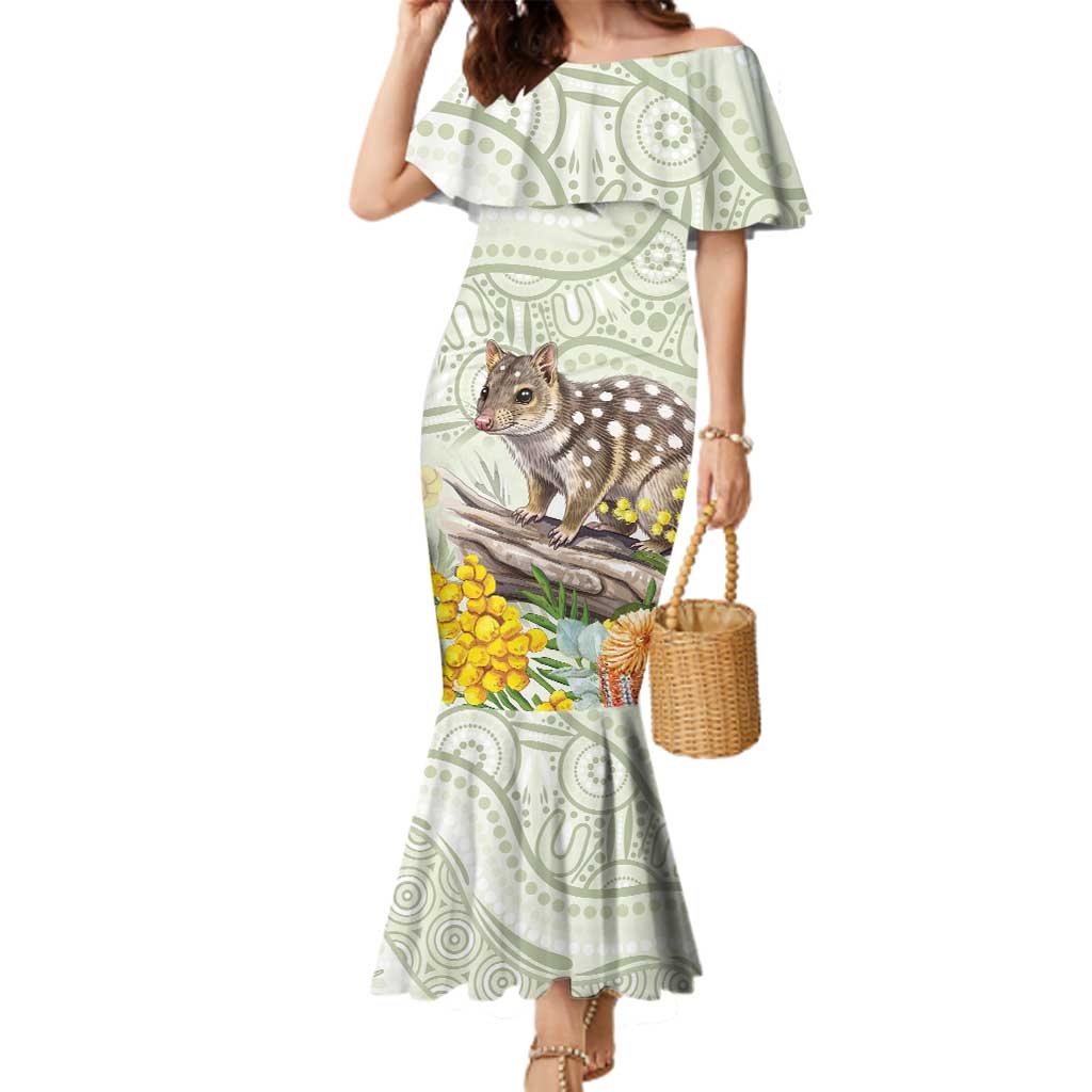 Eastern Quoll Australia Family Matching Mermaid Dress and Hawaiian Shirt Watercolor National Flowers Indigenous Art - Aussie Hoodie