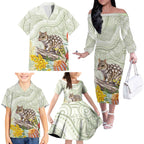 Eastern Quoll Australia Family Matching Off The Shoulder Long Sleeve Dress and Hawaiian Shirt Watercolor National Flowers Indigenous Art - Aussie Hoodie