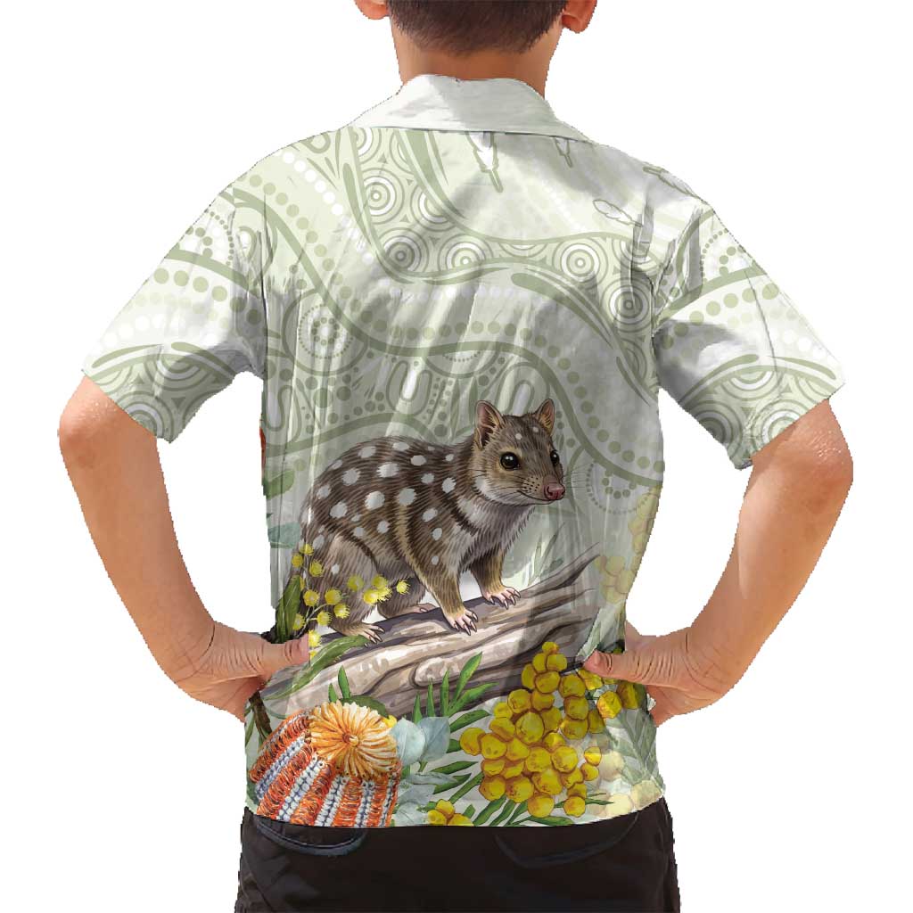 Eastern Quoll Australia Family Matching Off Shoulder Maxi Dress and Hawaiian Shirt Watercolor National Flowers Indigenous Art - Aussie Hoodie