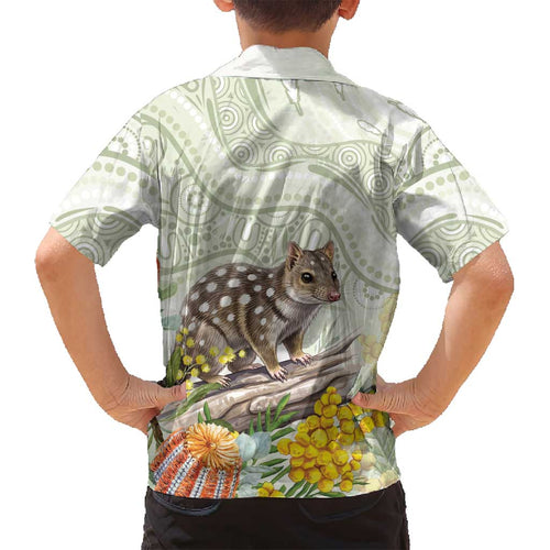 Eastern Quoll Australia Family Matching Off Shoulder Maxi Dress and Hawaiian Shirt Watercolor National Flowers Indigenous Art - Aussie Hoodie