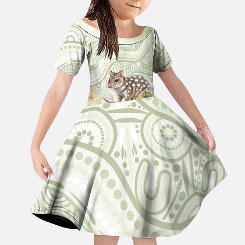 Eastern Quoll Australia Family Matching Off Shoulder Maxi Dress and Hawaiian Shirt Watercolor National Flowers Indigenous Art - Aussie Hoodie