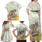Eastern Quoll Australia Family Matching Off Shoulder Maxi Dress and Hawaiian Shirt Watercolor National Flowers Indigenous Art - Aussie Hoodie