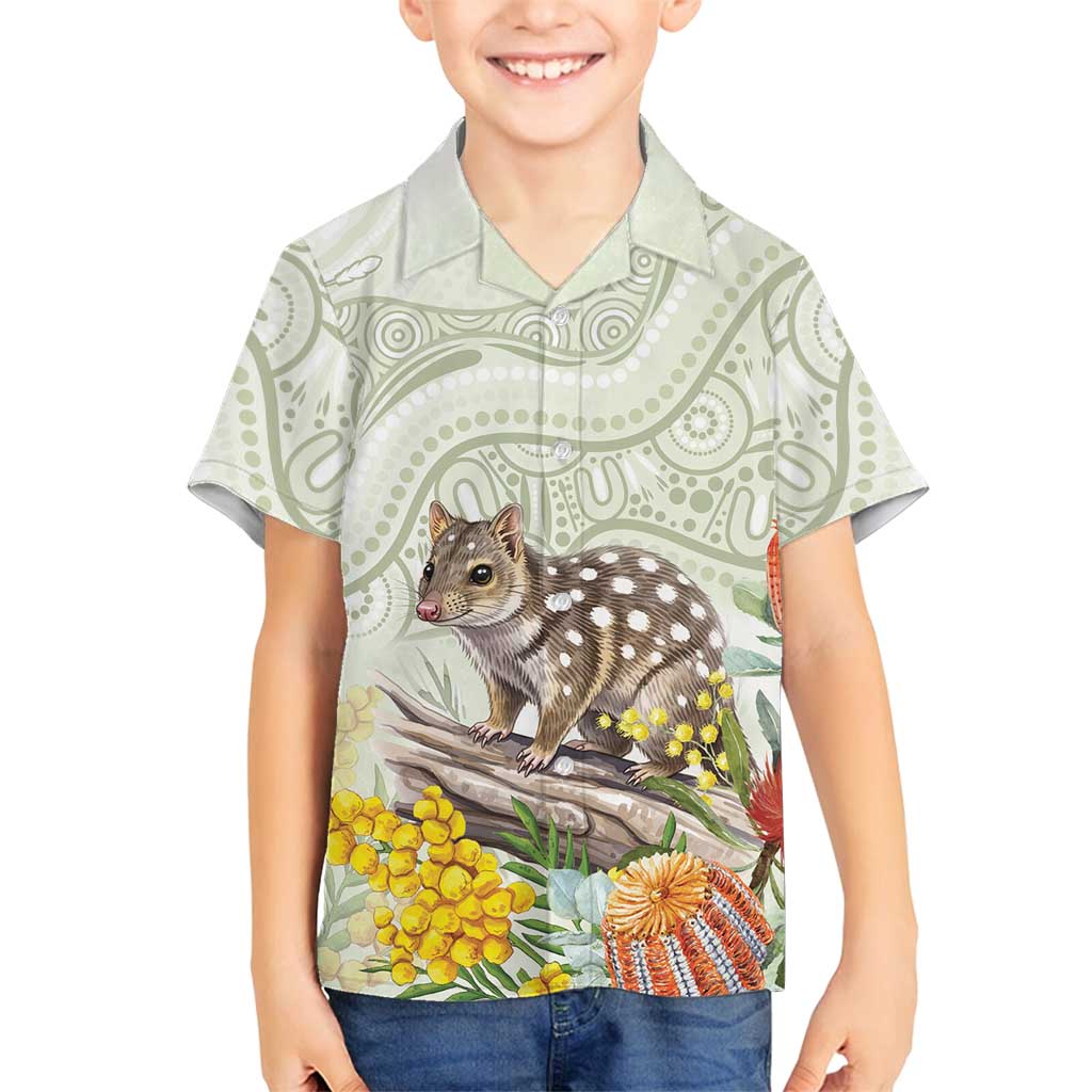 Eastern Quoll Australia Family Matching Off Shoulder Maxi Dress and Hawaiian Shirt Watercolor National Flowers Indigenous Art - Aussie Hoodie