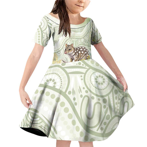 Eastern Quoll Australia Family Matching Off Shoulder Short Dress and Hawaiian Shirt Watercolor National Flowers Indigenous Art - Aussie Hoodie