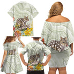 Eastern Quoll Australia Family Matching Off Shoulder Short Dress and Hawaiian Shirt Watercolor National Flowers Indigenous Art - Aussie Hoodie