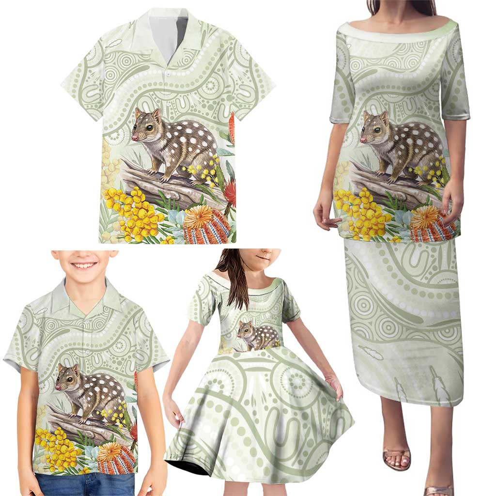 Eastern Quoll Australia Family Matching Puletasi and Hawaiian Shirt Watercolor National Flowers Indigenous Art - Aussie Hoodie