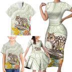 Eastern Quoll Australia Family Matching Short Sleeve Bodycon Dress and Hawaiian Shirt Watercolor National Flowers Indigenous Art - Aussie Hoodie