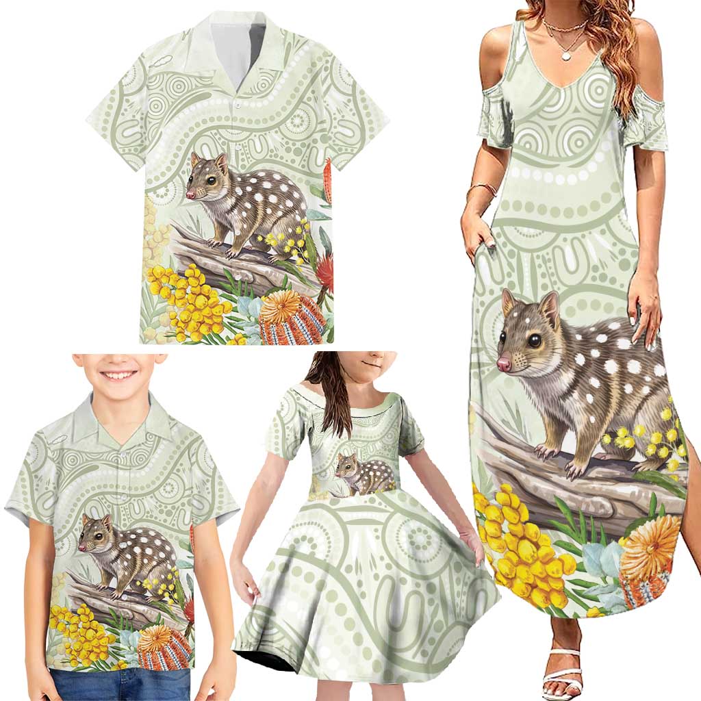 Eastern Quoll Australia Family Matching Summer Maxi Dress and Hawaiian Shirt Watercolor National Flowers Indigenous Art - Aussie Hoodie