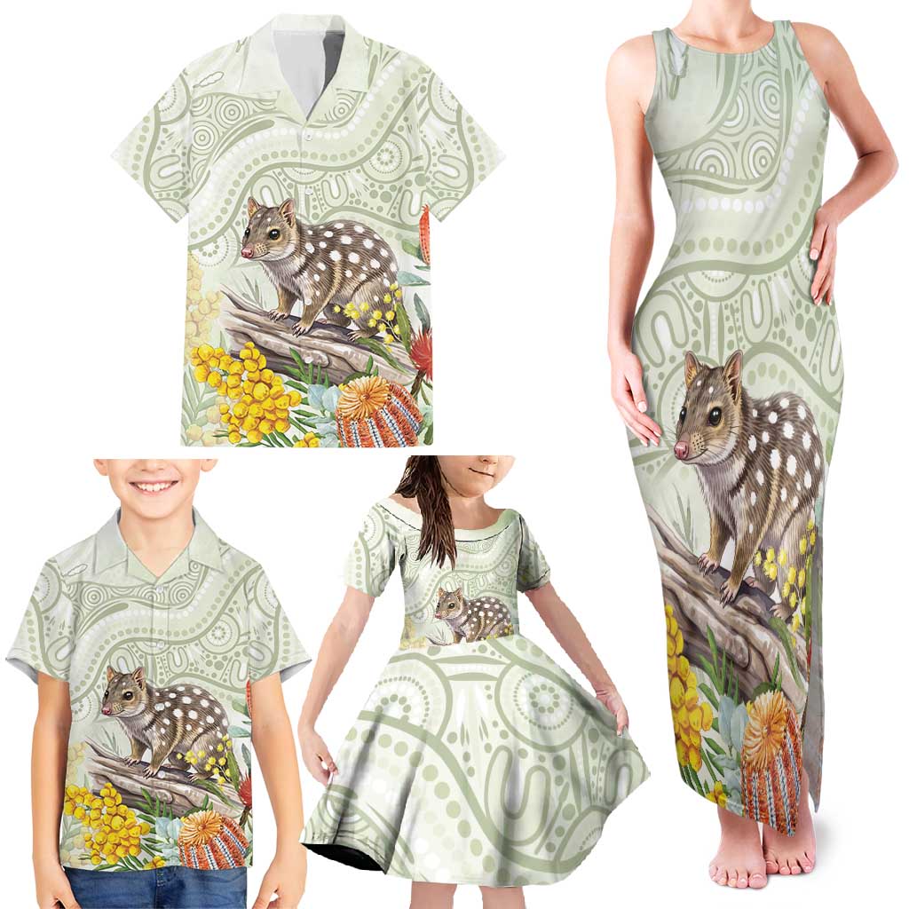 Eastern Quoll Australia Family Matching Tank Maxi Dress and Hawaiian Shirt Watercolor National Flowers Indigenous Art - Aussie Hoodie