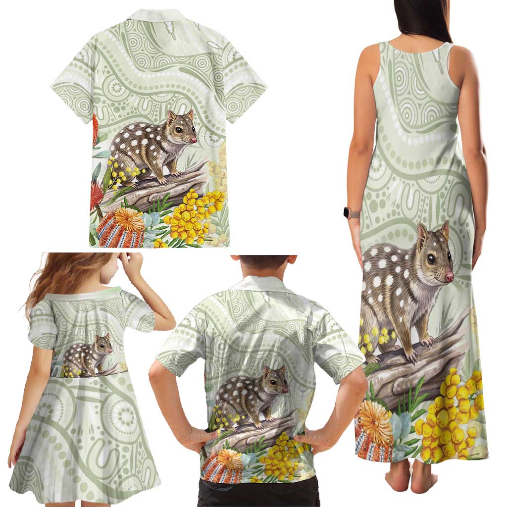 Eastern Quoll Australia Family Matching Tank Maxi Dress and Hawaiian Shirt Watercolor National Flowers Indigenous Art - Aussie Hoodie