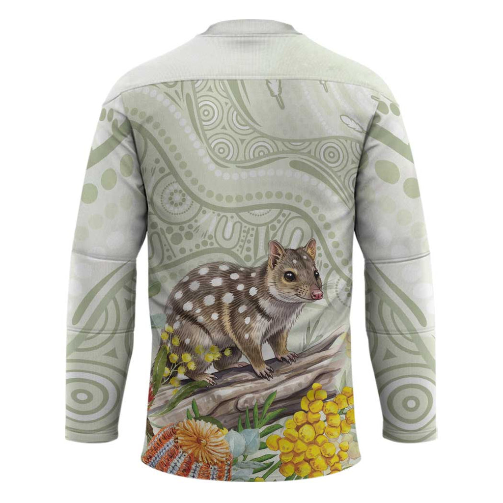 Eastern Quoll Australia Hockey Jersey Watercolor National Flowers Indigenous Art - Aussie Hoodie