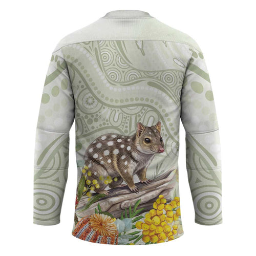 Eastern Quoll Australia Hockey Jersey Watercolor National Flowers Indigenous Art - Aussie Hoodie