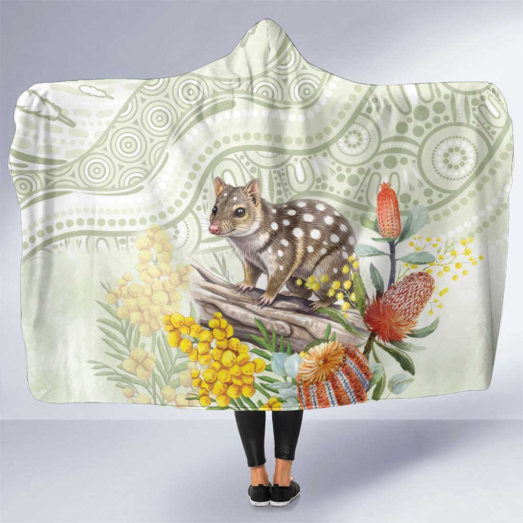 Eastern Quoll Australia Hooded Blanket Watercolor National Flowers Indigenous Art - Aussie Hoodie